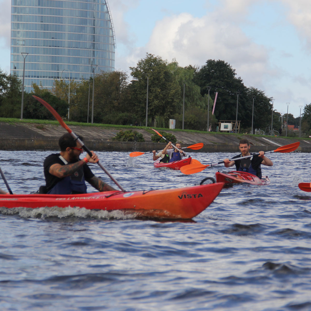 Canoe riding in Riga for Stag Party